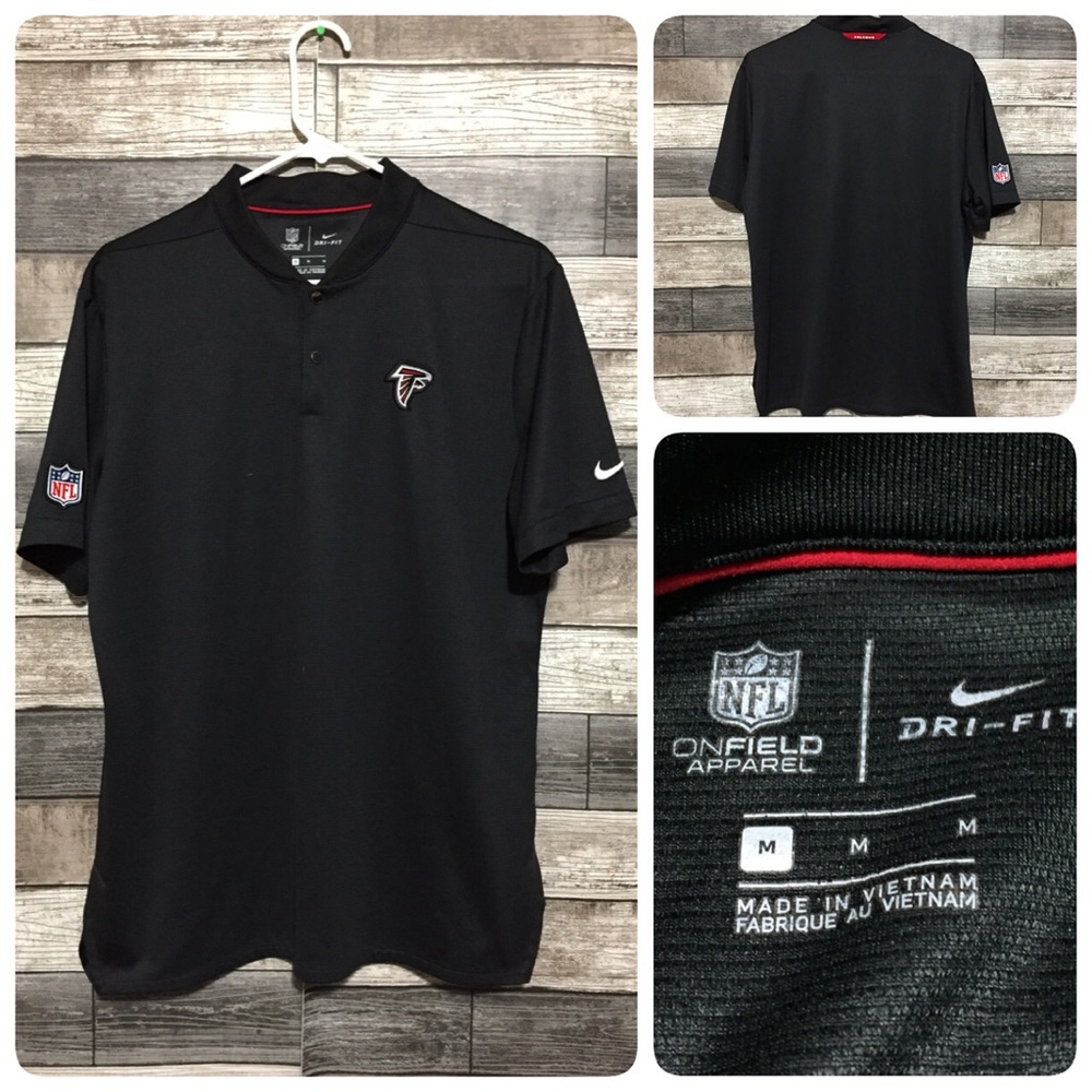 Nike Dri Fit On Field Atlanta Falcons NFL Mesh Shirt Snap Button Men’s M Black